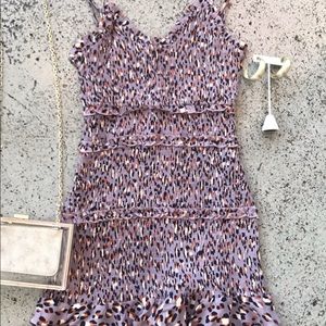 Olivaceous Purple Smocked Leopard-Print Dres